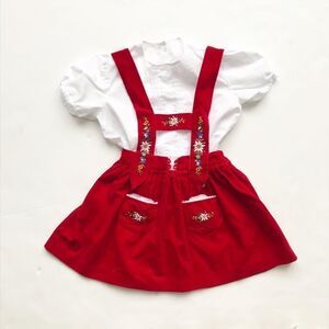 Swiss tradition velvet suspender skirt set with working bells EUC 2T